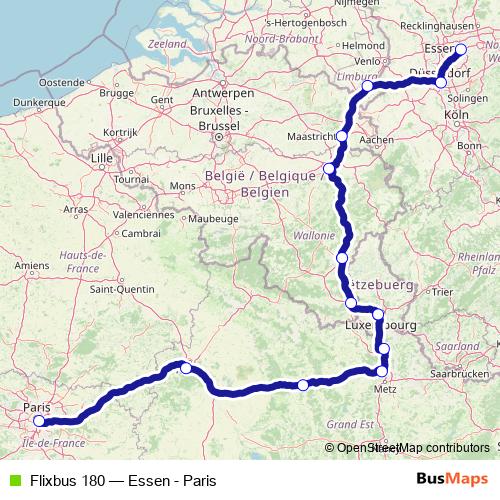 Flixbus 180 bus Line Map