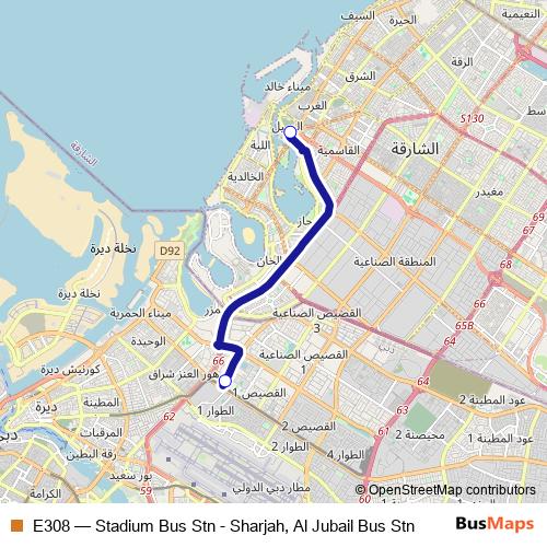 E308 bus Line Map