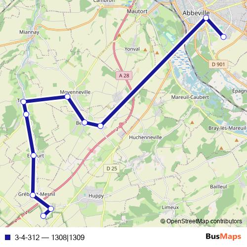 3-4-312 bus Line Map