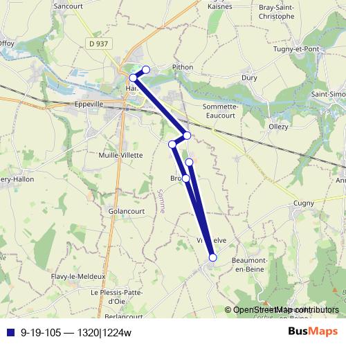 9-19-105 bus Line Map