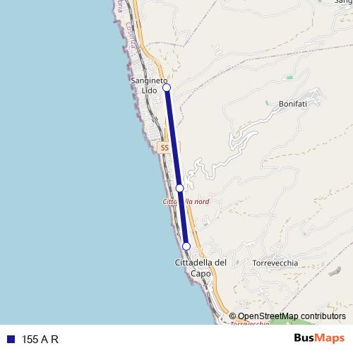 155 A R bus Line Map