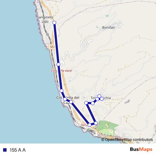 155 A A bus Line Map