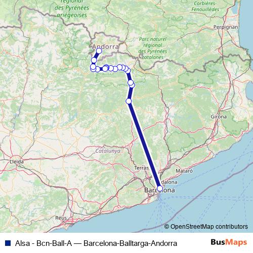 Alsa - Bcn-Ball-A bus Line Map