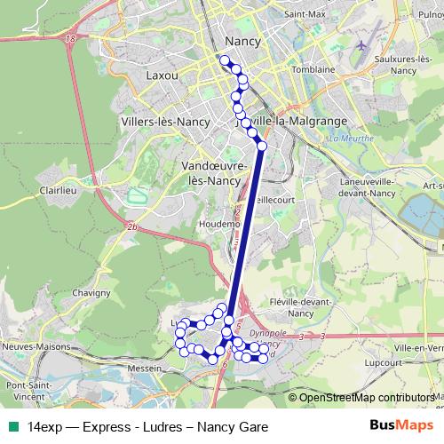 14exp bus Line Map