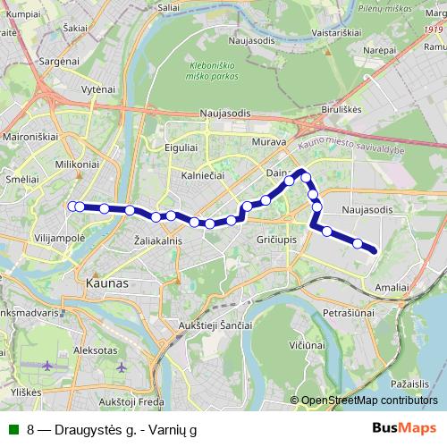 8 trolleybus Line Map