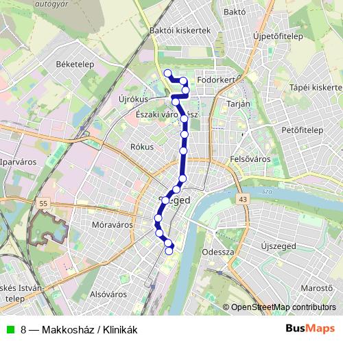 8 trolleybus Line Map