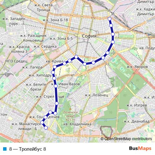 8 trolleybus Line Map