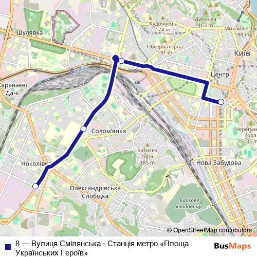 8 trolleybus Line Map