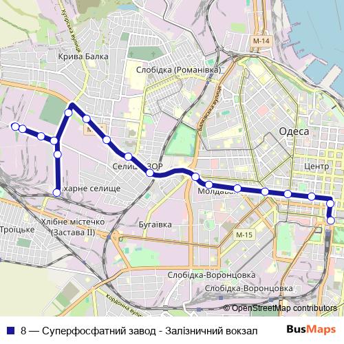 8 trolleybus Line Map