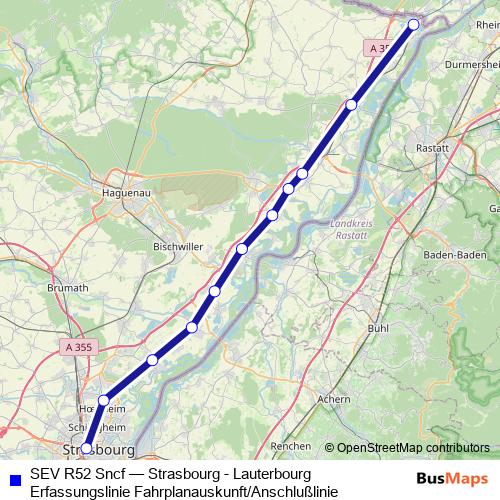 SEV R52 Sncf bus Line Map