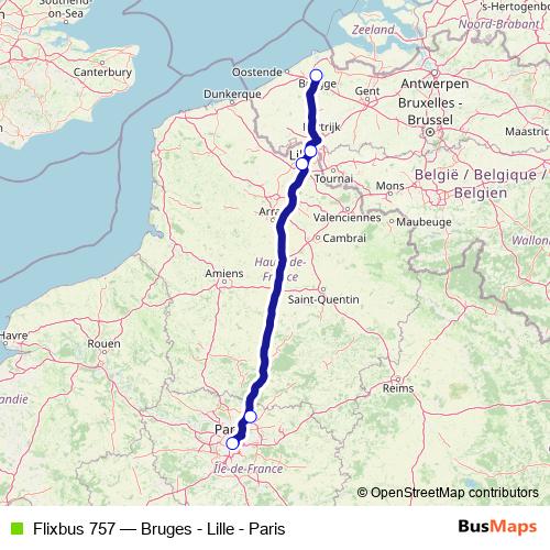Flixbus 757 bus Line Map