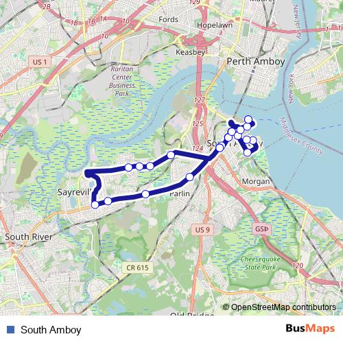 South Amboy bus Line Map