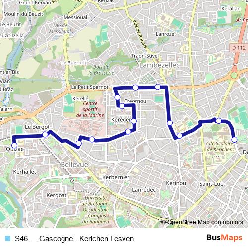 S46 bus Line Map