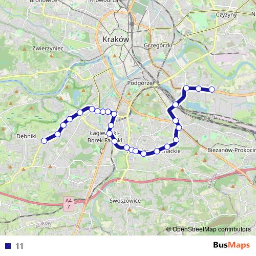 11 tram Line Map