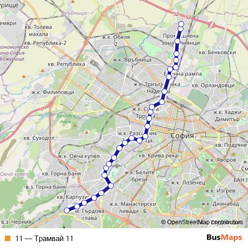 11 tram Line Map