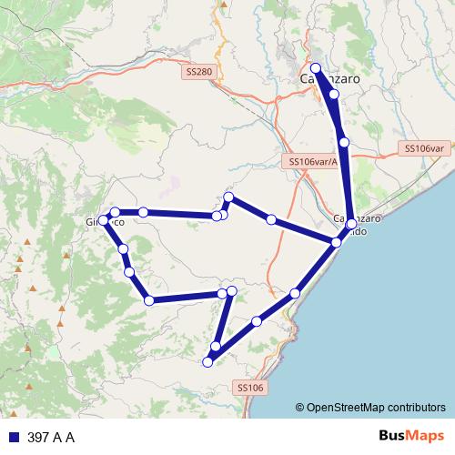 397 A A bus Line Map