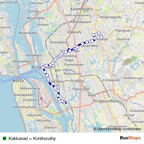 Kakkanad ↔ Konthuruthy bus Line Map