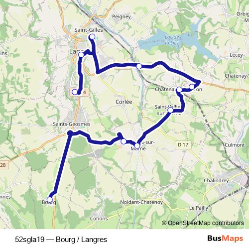 52sgla19 bus Line Map