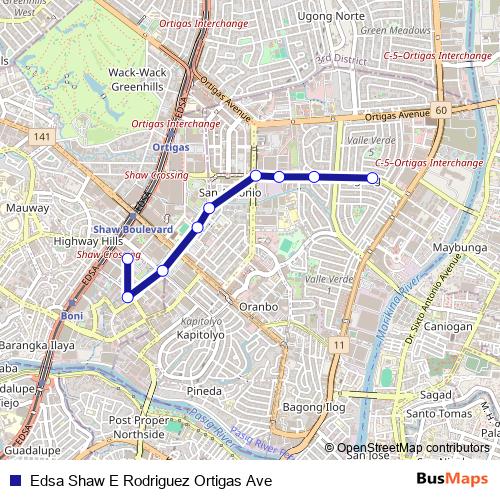 Edsa Shaw E Rodriguez Ortigas Ave bus Line Map