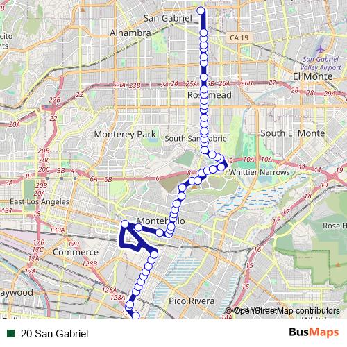 20 San Gabriel bus Line Map