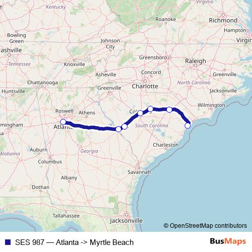 SES 987 bus Line Map
