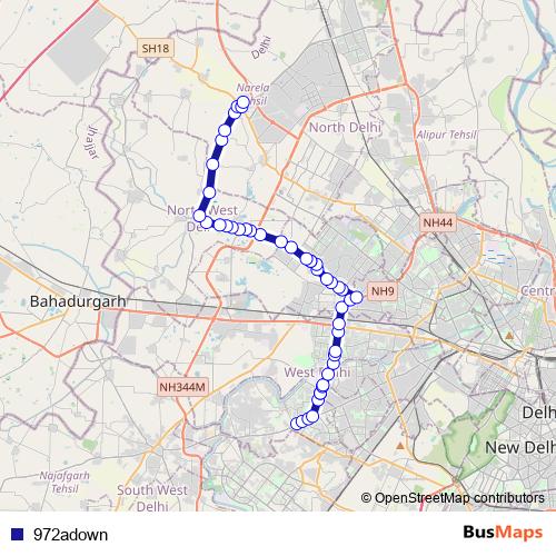 972adown bus Line Map