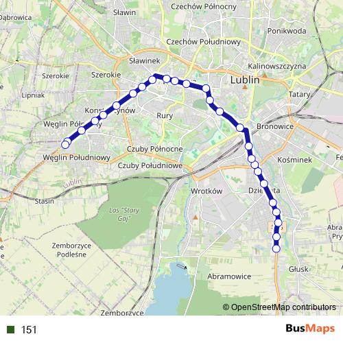 151 trolleybus Line Map