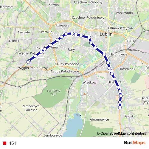 151 trolleybus Line Map