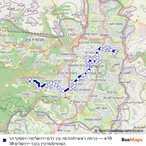 19א bus Line Map