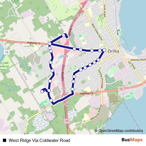 West Ridge Via Coldwater Road bus Line Map