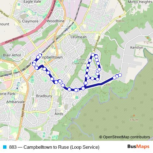 883 bus Line Map