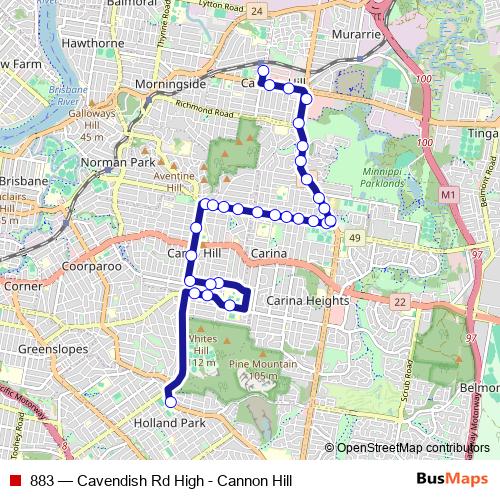 883 bus Line Map
