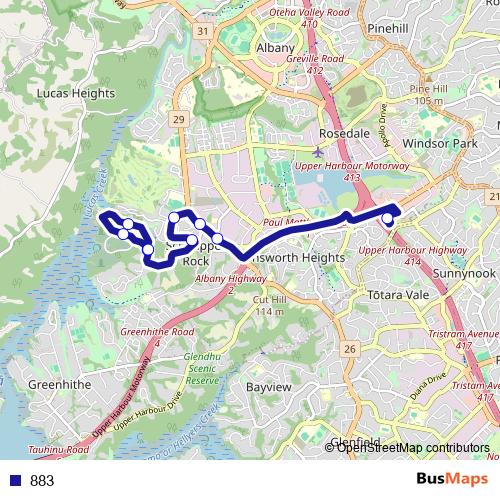 883 bus Line Map