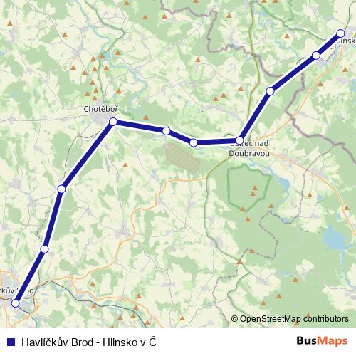 Havlíčkův Brod - Hlinsko v Č rail Line Map