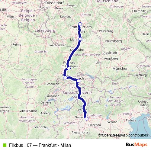 Flixbus 107 bus Line Map