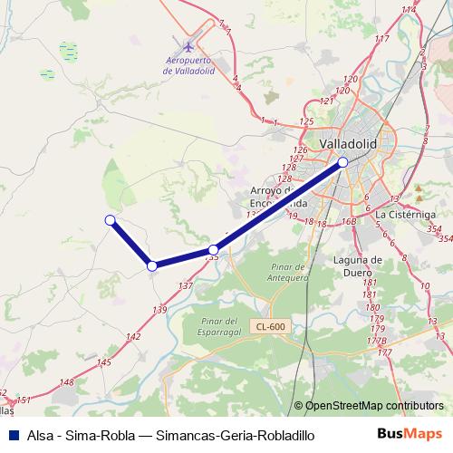 Alsa - Sima-Robla bus Line Map