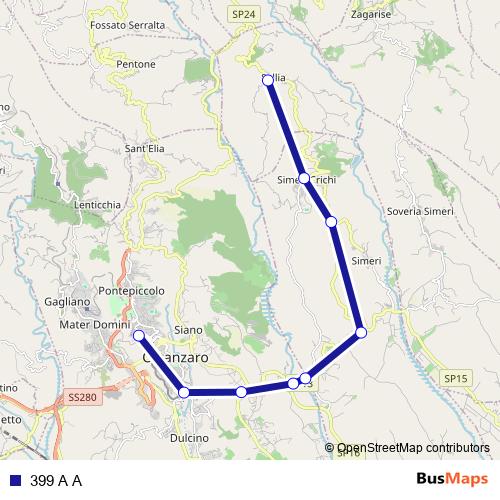 399 A A bus Line Map