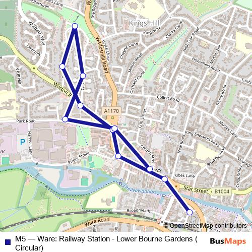 M5 bus Line Map