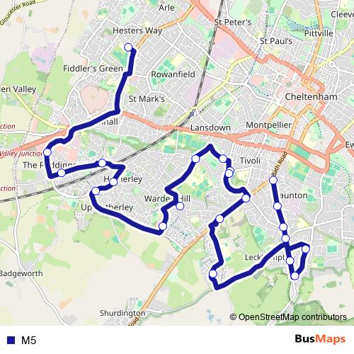 M5 bus Line Map