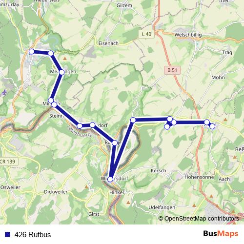 426 Rufbus bus Line Map