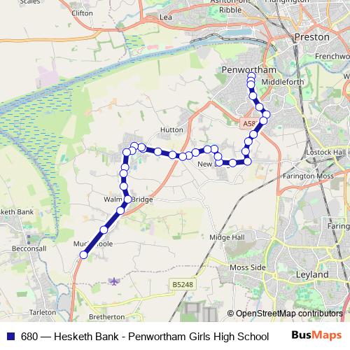 680 bus Line Map
