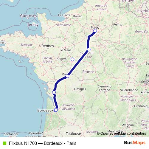Flixbus N1703 bus Line Map