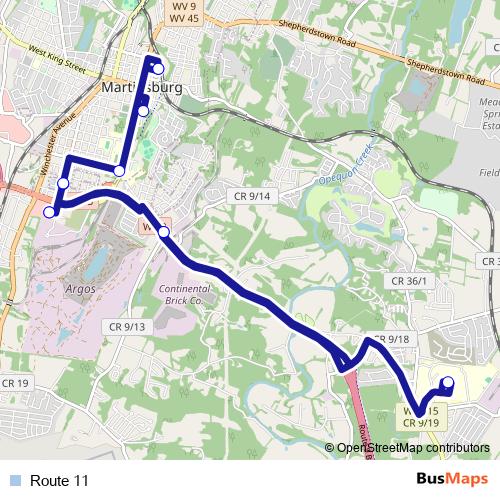 Route 11 bus Line Map