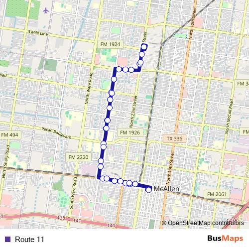 Route 11 bus Line Map