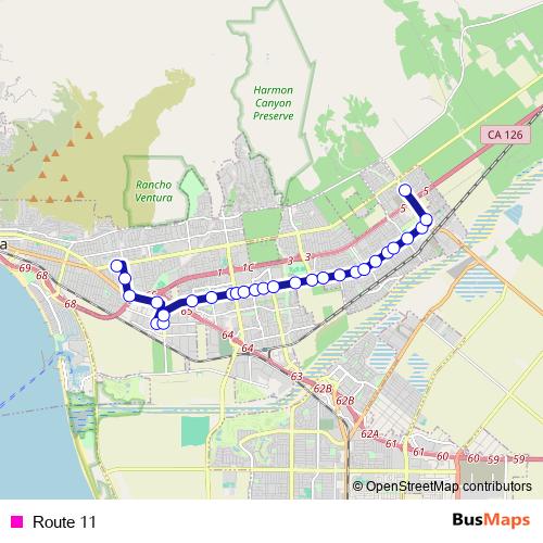 Route 11 bus Line Map