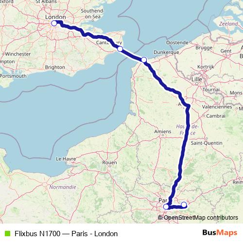 Flixbus N1700 bus Line Map
