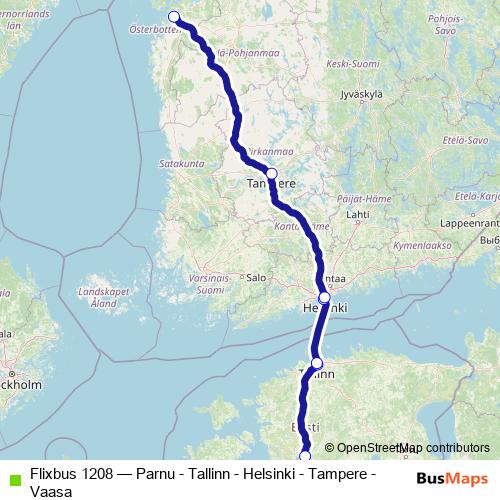 Flixbus 1208 bus Line Map