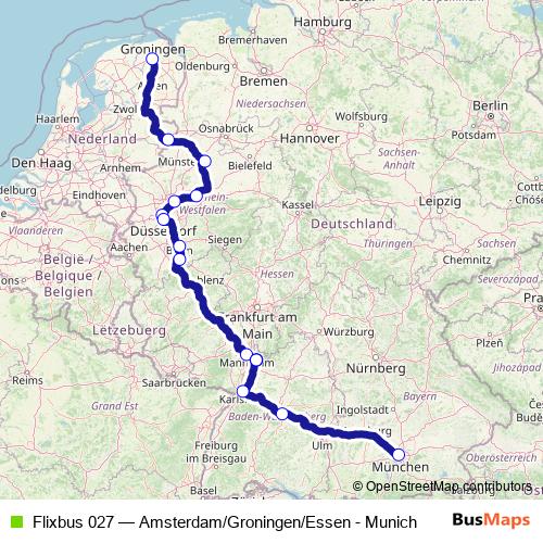 Flixbus 027 bus Line Map