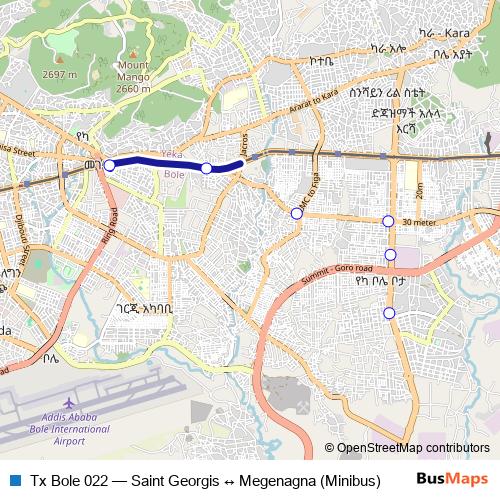 Tx Bole 022 bus Line Map