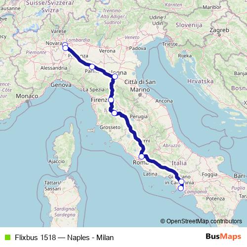 Flixbus 1518 bus Line Map